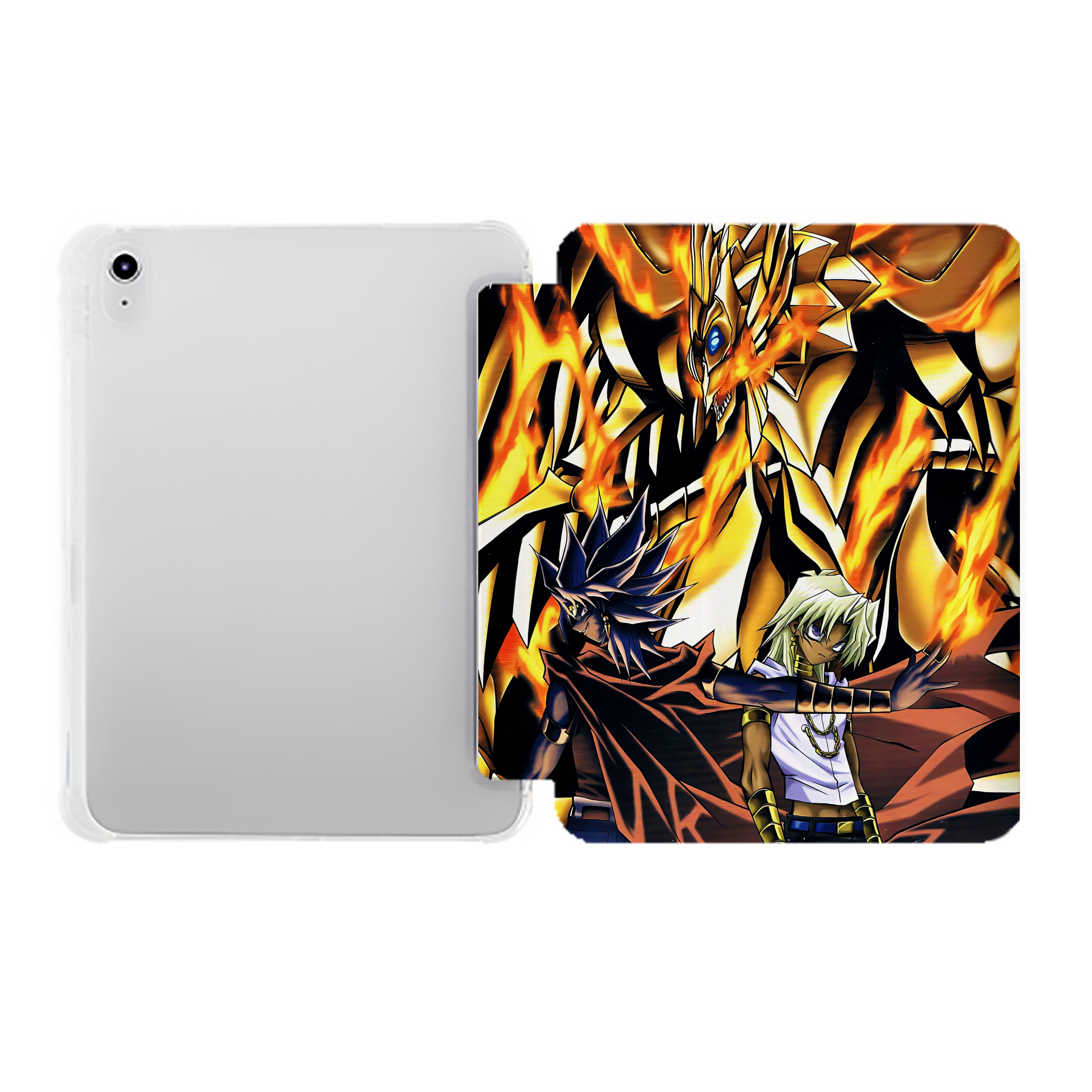 （画像用） 遊☆戯☆王 Yu-Gi-Oh! IPad ケース ペン収納付き 三つ折りスタンド PUレザー×シリコン 対応機種9.5/10.5/10.9インチ